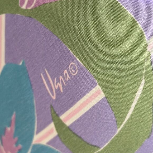 Vintage Vera Pink, Teal Blue, Green & Lavender Floral Silk Long Scarf - Picture 4 of 6